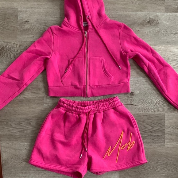 Strawberry Milk Mob - HOT PINK Cropped Zip and Short - Picture 2 of 11